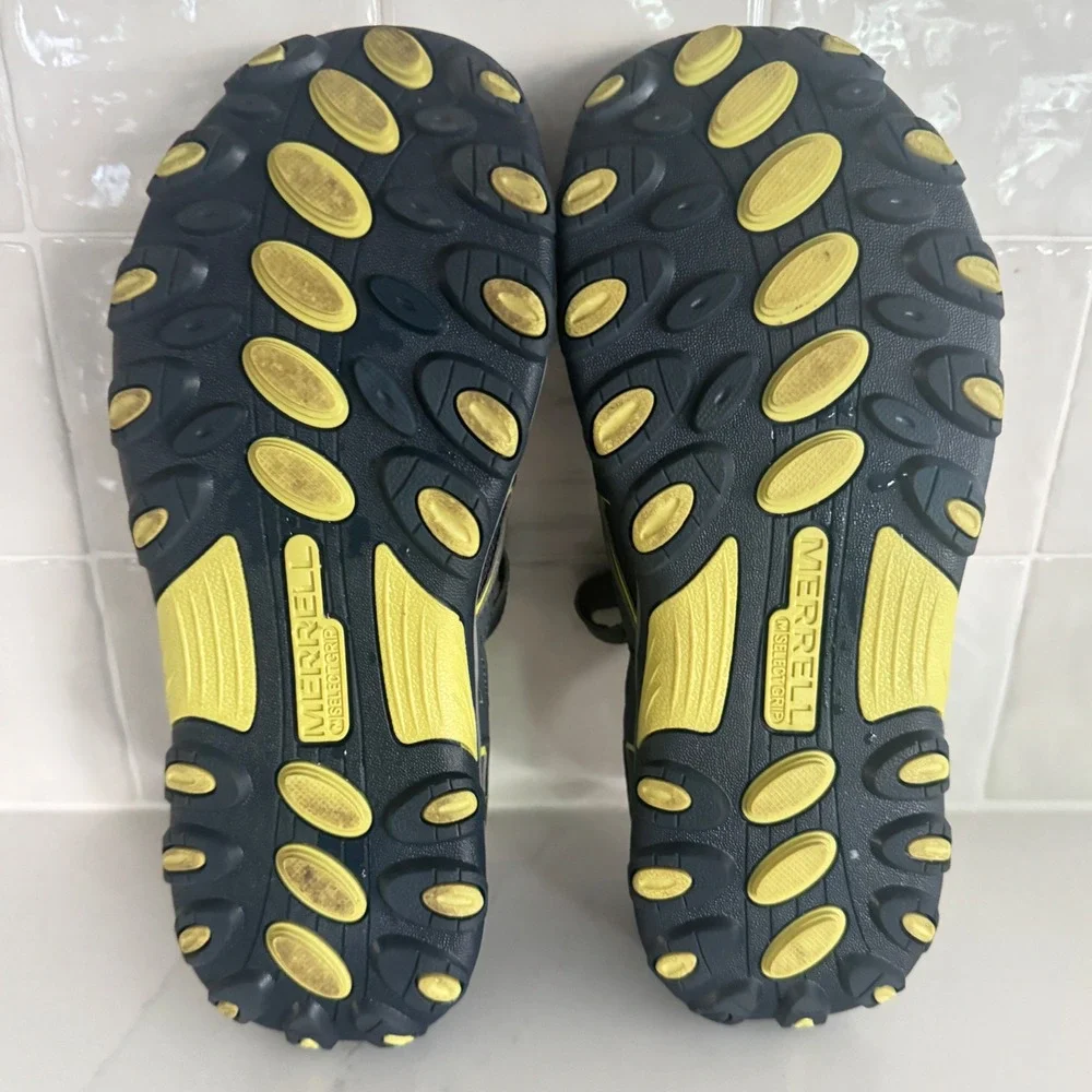 Merrell Hydro Hiker Sandal Kids Size 6 Grey Yellow Water Shoe Hiking Athletic